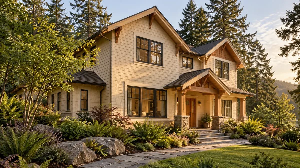 AI-generated fictional home illustration for financing in Washington; not the financed property