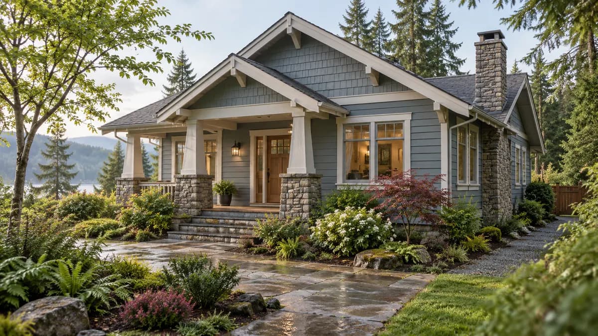 AI-generated fictional home illustration for financing in Washington; not the financed property