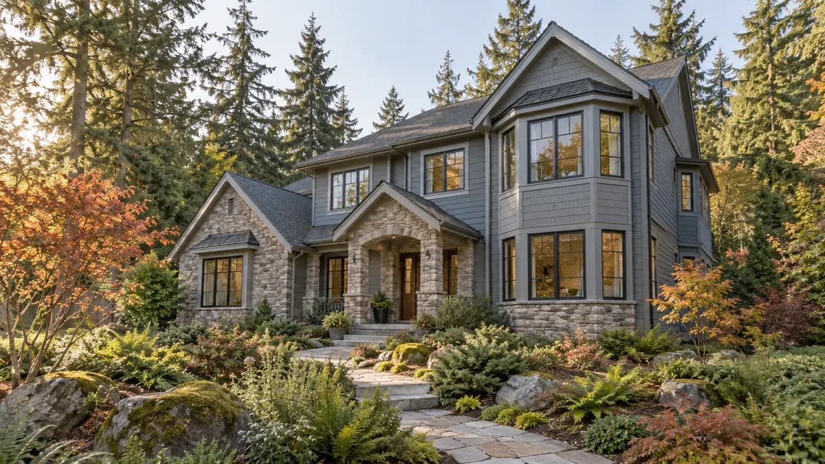 AI-generated fictional home illustration for financing in Washington; not the financed property