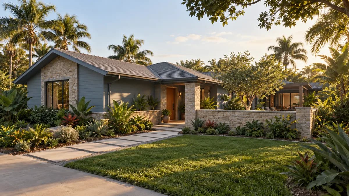 AI-generated fictional home illustration for financing in Florida; not the financed property
