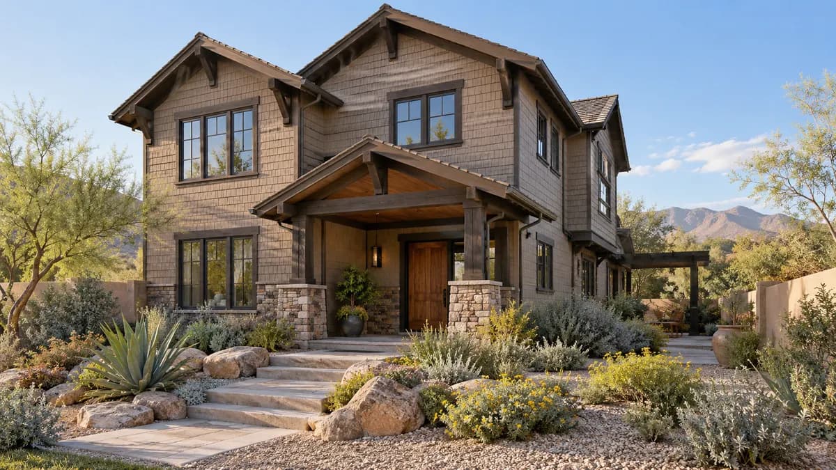 AI-generated fictional home illustration for financing in Arizona; not the financed property